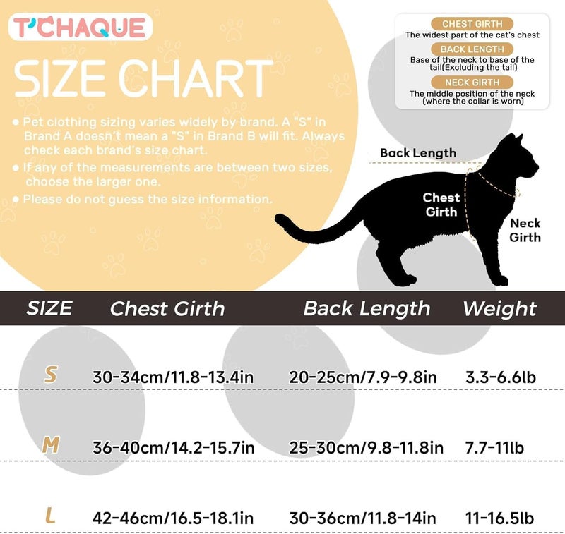 T'CHAQUE Cat Surgery Recovery Suit, Anti-Licking Onesie for Post-Spay/Neuter Abdominal Wound, Cat Recovery Suit with Adjustable Drawstring Collar - Long Sleeve Kitten Surgical Onesie, Orange, S - Image 2